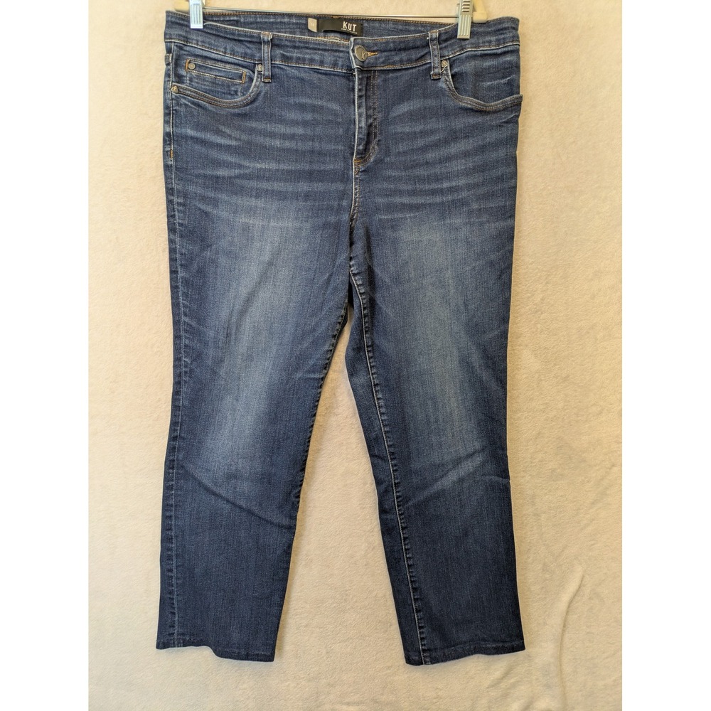 Kut from the Kloth Jeans Women's 14‎ Blue High Rise Straight Leg Stretch Denim
